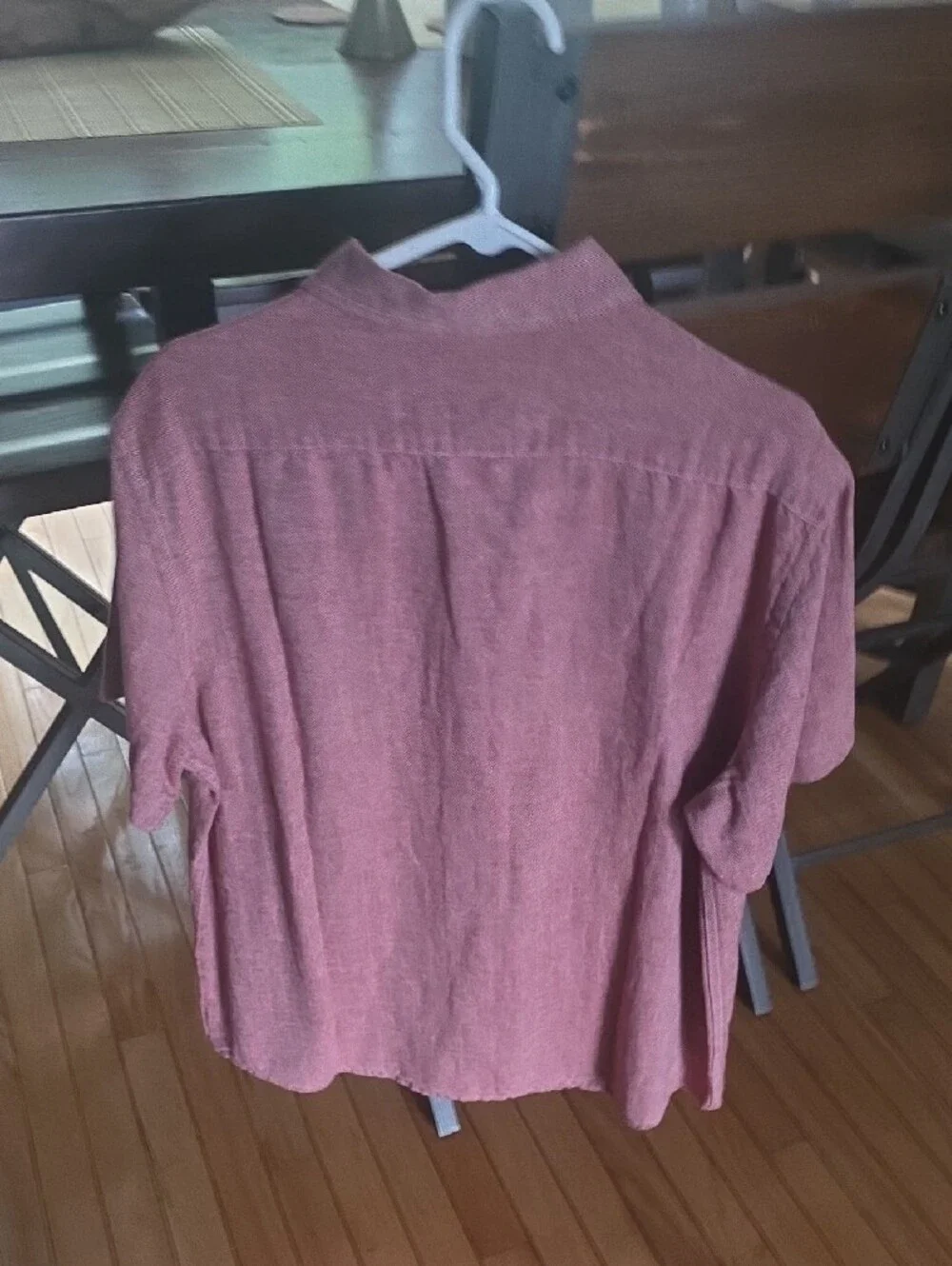 Banana Republic Large Short-Sleeve Linen Button-Up Shirt - Dusty Rose, Salmon